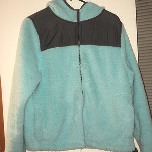 Pale teal fuzzy jacket